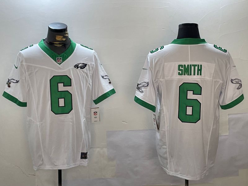 Men Philadelphia Eagles #6 Smith White Three generation 2024 Nike Limited NFL Jersey style 2->philadelphia eagles->NFL Jersey